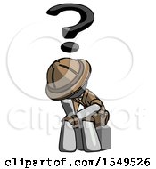 Poster, Art Print Of Gray Explorer Ranger Man Thinker Question Mark Concept