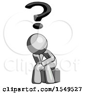 Poster, Art Print Of Gray Design Mascot Man Thinker Question Mark Concept