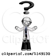 Poster, Art Print Of Gray Doctor Scientist Man With Question Mark Above Head Confused