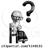 Poster, Art Print Of Gray Doctor Scientist Man Question Mark Concept Sitting On Chair Thinking