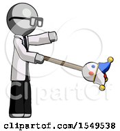 Poster, Art Print Of Gray Doctor Scientist Man Holding Jesterstaff - I Dub Thee Foolish Concept