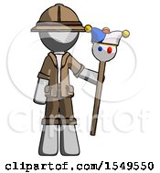 Poster, Art Print Of Gray Explorer Ranger Man Holding Jester Staff