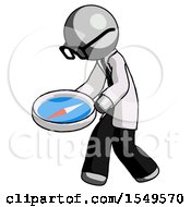 Poster, Art Print Of Gray Doctor Scientist Man Walking With Large Compass