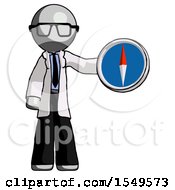 Poster, Art Print Of Gray Doctor Scientist Man Holding A Large Compass