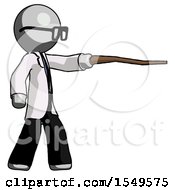 Poster, Art Print Of Gray Doctor Scientist Man Pointing With Hiking Stick
