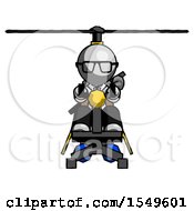 Poster, Art Print Of Gray Doctor Scientist Man Flying In Gyrocopter Front View
