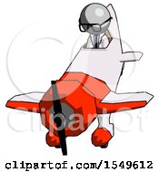 Poster, Art Print Of Gray Doctor Scientist Man In Geebee Stunt Plane Descending Front Angle View