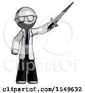 Poster, Art Print Of Gray Doctor Scientist Man Holding Sword In The Air Victoriously