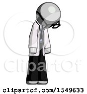 Poster, Art Print Of Gray Doctor Scientist Man Depressed With Head Down Turned Right