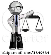Poster, Art Print Of Gray Doctor Scientist Man Holding Scales Of Justice