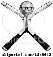 Gray Doctor Scientist Man With Arms And Legs Stretched Out