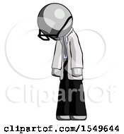 Poster, Art Print Of Gray Doctor Scientist Man Depressed With Head Down Turned Left