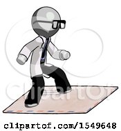 Poster, Art Print Of Gray Doctor Scientist Man On Postage Envelope Surfing