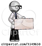 Poster, Art Print Of Gray Doctor Scientist Man Presenting Large Envelope