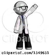Poster, Art Print Of Gray Doctor Scientist Man Waving Emphatically With Left Arm