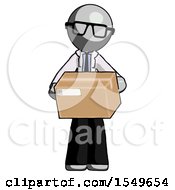 Poster, Art Print Of Gray Doctor Scientist Man Holding Box Sent Or Arriving In Mail