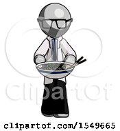 Poster, Art Print Of Gray Doctor Scientist Man Serving Or Presenting Noodles