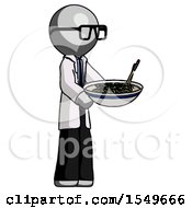 Poster, Art Print Of Gray Doctor Scientist Man Holding Noodles Offering To Viewer