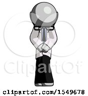 Poster, Art Print Of Gray Doctor Scientist Bending Over Hurt Or Nautious