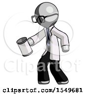 Poster, Art Print Of Gray Doctor Scientist Man Begger Holding Can Begging Or Asking For Charity Facing Left