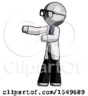 Poster, Art Print Of Gray Doctor Scientist Man Presenting Something To His Right