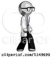 Poster, Art Print Of Gray Doctor Scientist Man Walking Turned Right Front View