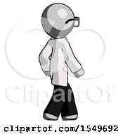 Poster, Art Print Of Gray Doctor Scientist Man Walking Away Direction Right View