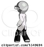 Poster, Art Print Of Gray Doctor Scientist Man Walking Away Direction Left View