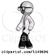 Poster, Art Print Of Gray Doctor Scientist Man Man Walking Turned Left Front View
