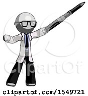 Poster, Art Print Of Gray Doctor Scientist Man Demonstrating That Indeed The Pen Is Mightier
