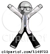 Gray Doctor Scientist Man Jumping Or Flailing