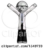 Poster, Art Print Of Gray Doctor Scientist Man With Arms Out Joyfully