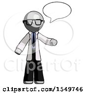Poster, Art Print Of Gray Doctor Scientist Man With Word Bubble Talking Chat Icon