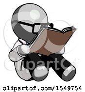 Gray Doctor Scientist Man Reading Book While Sitting Down