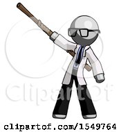 Poster, Art Print Of Gray Doctor Scientist Man Bo Staff Pointing Up Pose