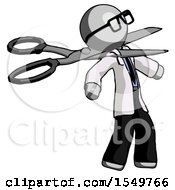 Poster, Art Print Of Gray Doctor Scientist Man Scissor Beheading Office Worker Execution