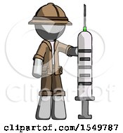 Poster, Art Print Of Gray Explorer Ranger Man Holding Large Syringe
