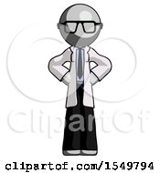 Poster, Art Print Of Gray Doctor Scientist Man Hands On Hips