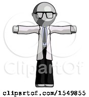 Poster, Art Print Of Gray Doctor Scientist Man T-Pose Arms Up Standing