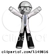 Poster, Art Print Of Gray Doctor Scientist Man Surprise Pose Arms And Legs Out