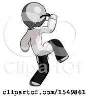 Poster, Art Print Of Gray Doctor Scientist Man Kick Pose Start