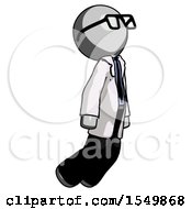 Gray Doctor Scientist Man Floating Through Air Right