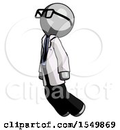 Gray Doctor Scientist Man Floating Through Air Left