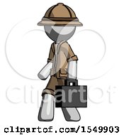 Poster, Art Print Of Gray Explorer Ranger Man Walking With Briefcase To The Left