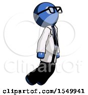Poster, Art Print Of Blue Doctor Scientist Man Floating Through Air Right