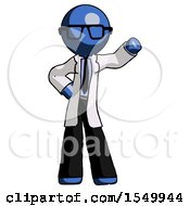 Blue Doctor Scientist Man Waving Left Arm With Hand On Hip