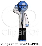Blue Doctor Scientist Man Soldier Salute Pose