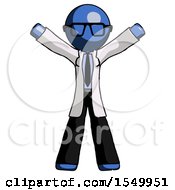 Poster, Art Print Of Blue Doctor Scientist Man Surprise Pose Arms And Legs Out