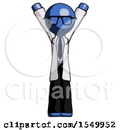 Poster, Art Print Of Blue Doctor Scientist Man Hands Up