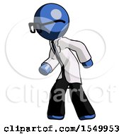 Blue Doctor Scientist Man Suspense Action Pose Facing Left